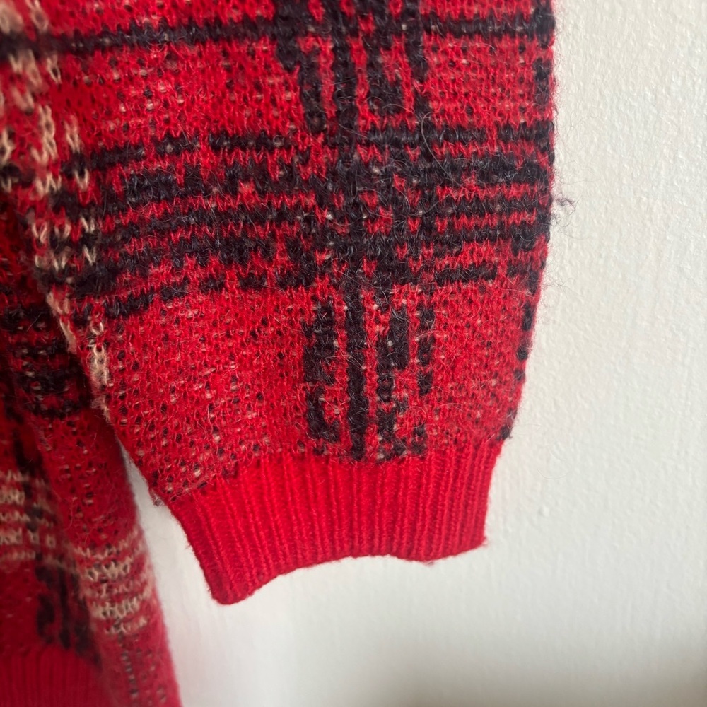 Ann Taylor Red/Black/Camel Plaid Wool Blend Sweater, Size Small - Picture 5 of 13